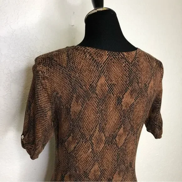 WHBM brown and black snakeskin python knit sweater top size Small - Picture 9 of 14